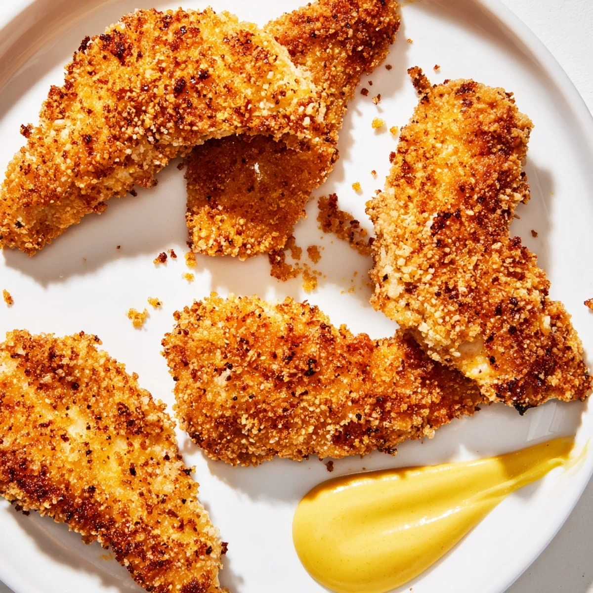 Baked to perfection, these crispy chicken tenders look amazing served with honey mustard.