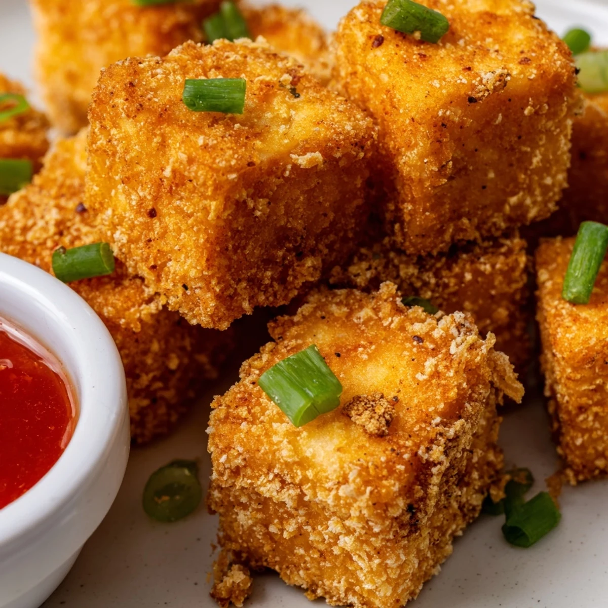 These plant-based Crispy Tofu Bites offer a satisfying crunch and aromatic garlic-paprika seasoning.