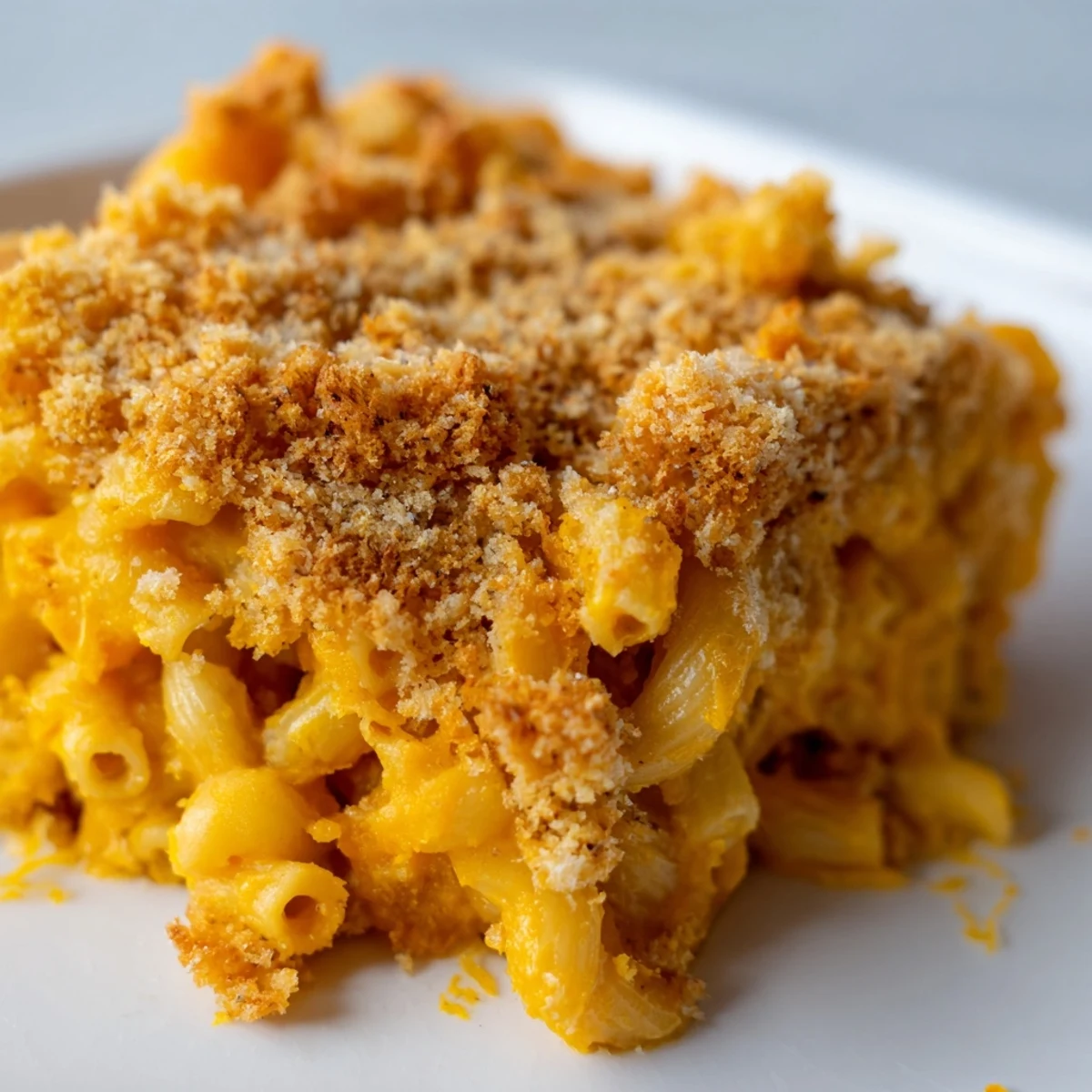 Creamy blended Butternut Squash Macaroni Cheese served on a white plate, featuring roasted squash and melted cheddar.