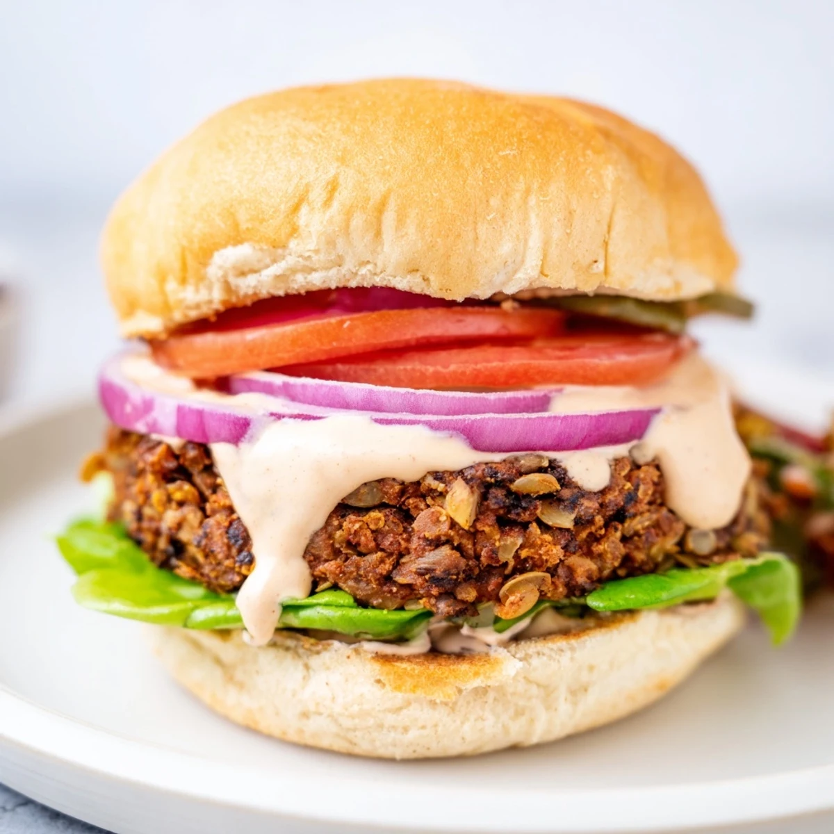 Golden-brown, crispy black bean burger patties sizzling in a skillet, ready for assembly.