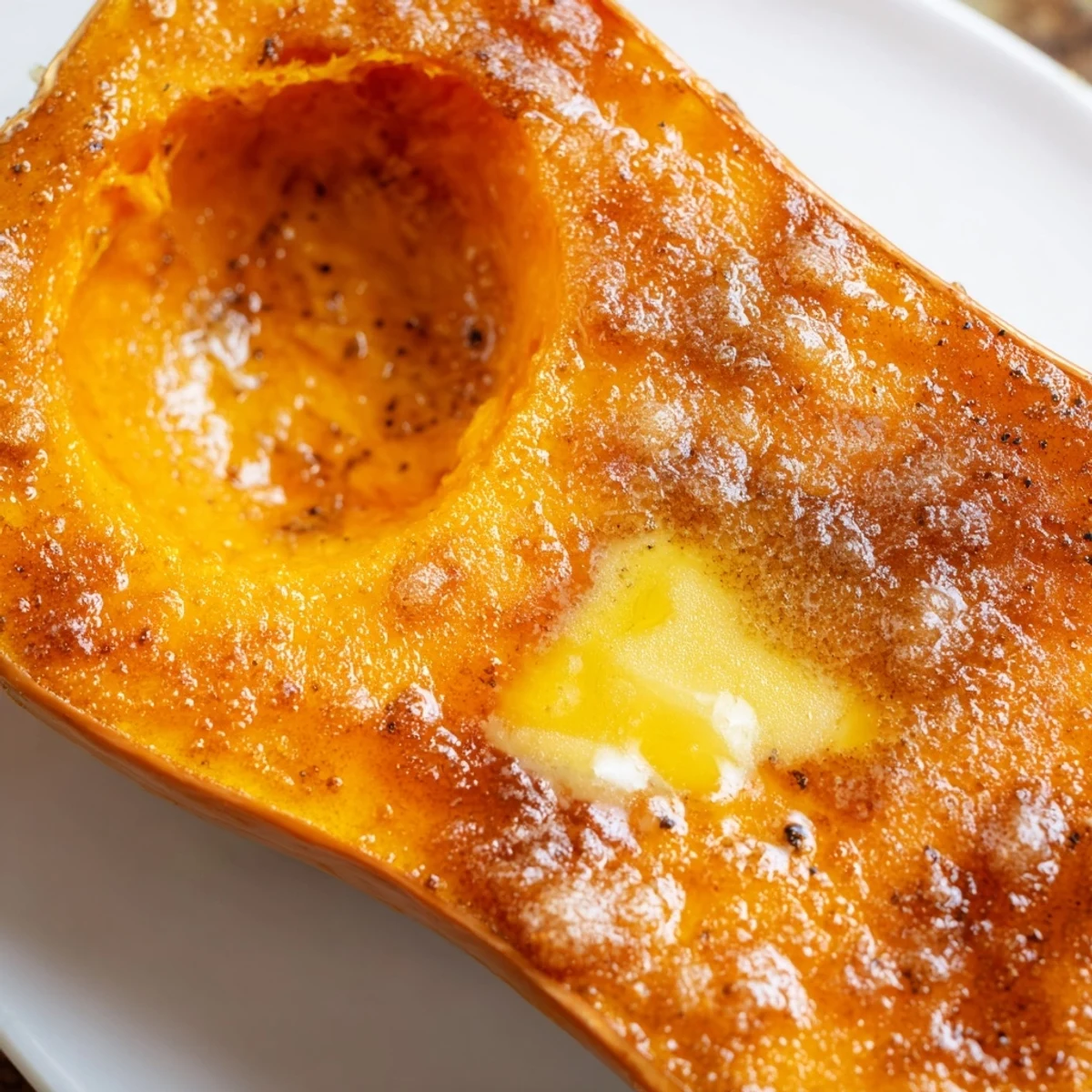 Roasted Squash with Brown Sugar Butter plated with a silver fork, ideal for a cozy autumn dinner.