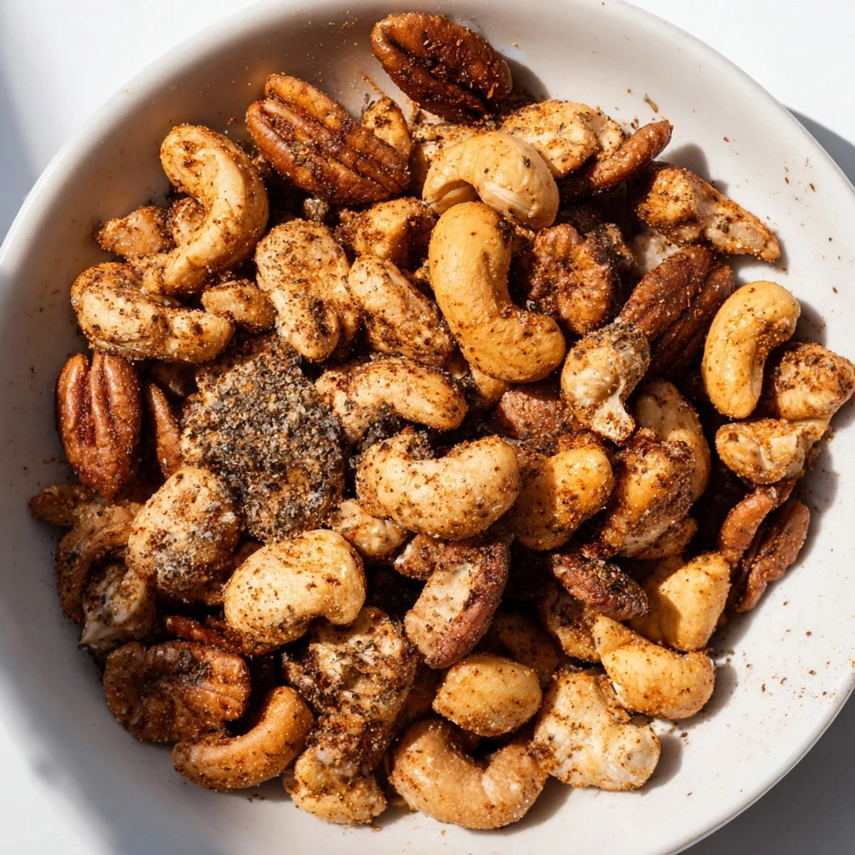 Homemade Spicy Nuts Mix with Cajun Seasoning roasted to crunchy perfection, perfect for snacking or parties.