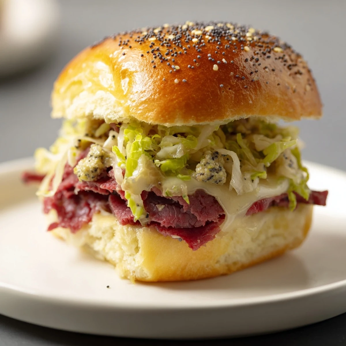 Easy Corned Beef Sliders with Stone Ground Mustard, ready in minutes for a hearty snack.