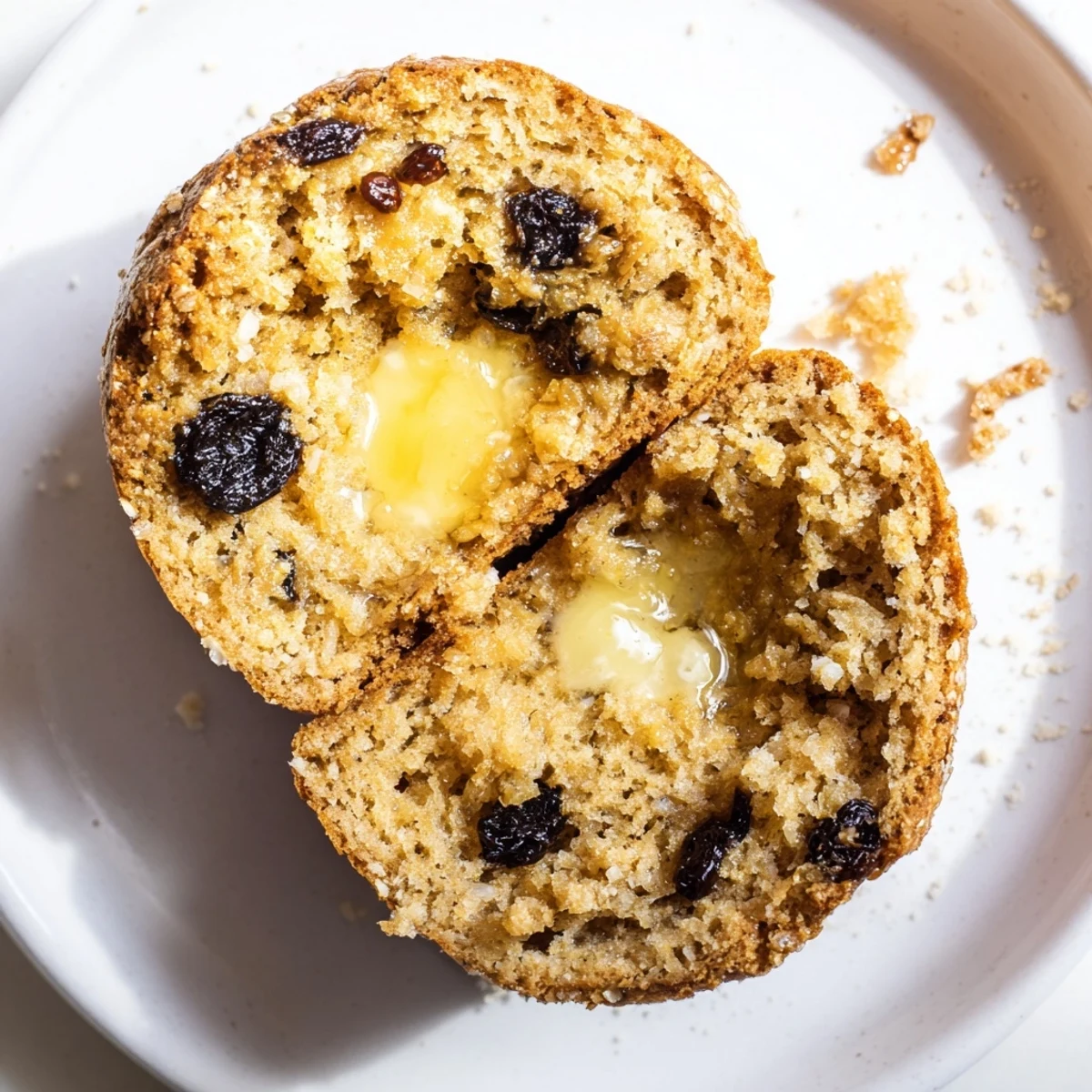 A close-up of tender Mini Irish Soda Bread Muffins with currants, served alongside a cup of hot coffee for breakfast.