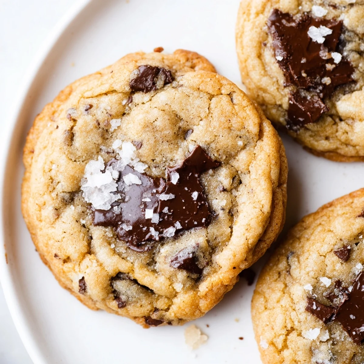 Freshly baked Miso Chocolate Chip Cookies on a cooling rack, with golden edges and gooey chocolate pools, ready to enjoy.