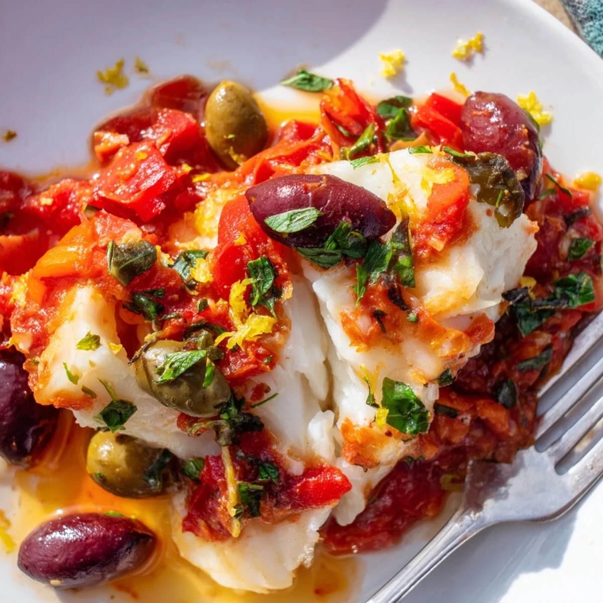 Serve the Mediterranean Baked Cod With Olives with crusty bread to soak up the herbaceous tomato sauce.