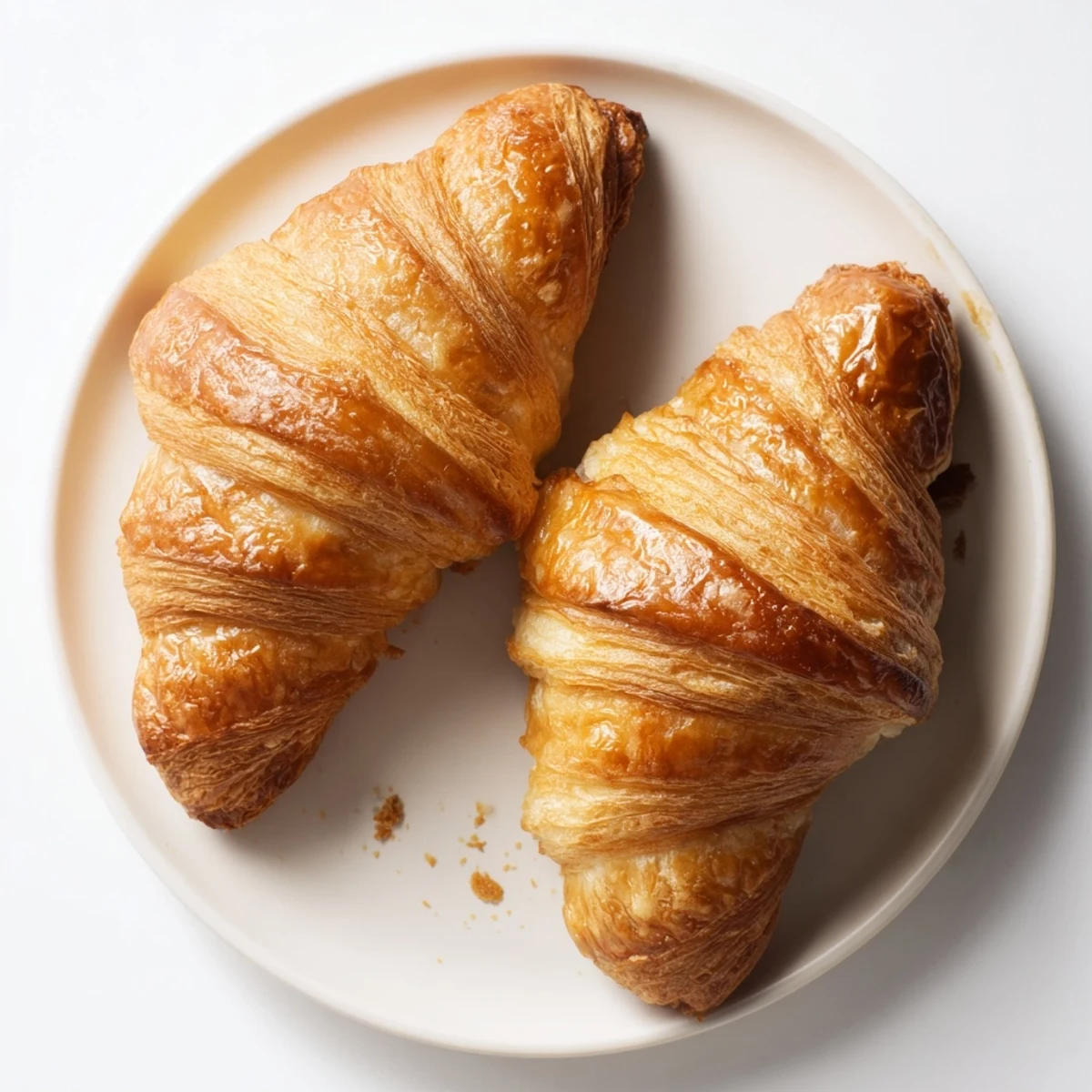 Freshly baked Gluten-Free Croissants are arranged on a wooden board, ready to be served with jam or honey.