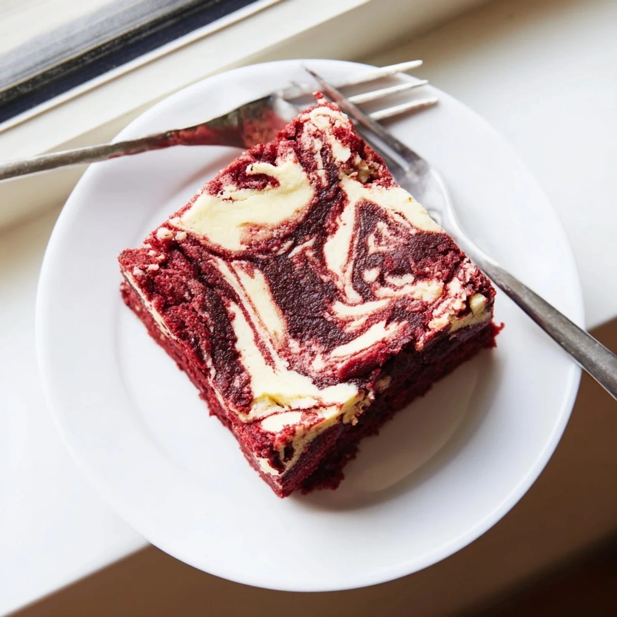 Enjoy these Red Velvet Cheesecake Brownies served with a scoop of vanilla ice cream for a decadent dessert.
