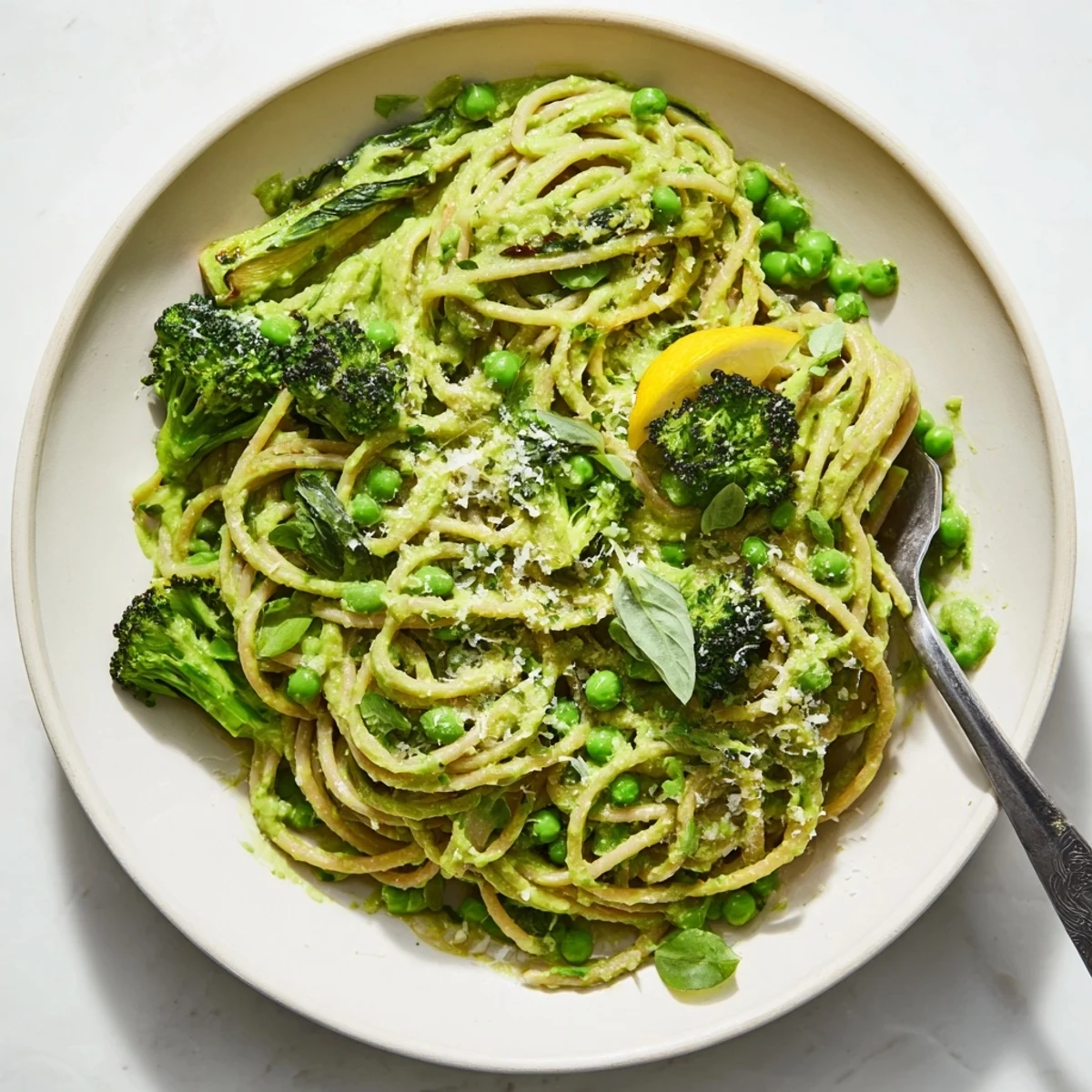 For a quick family dinner, enjoy Veggie Smuggler Avocado Pasta served warm with fresh basil and lemon zest.