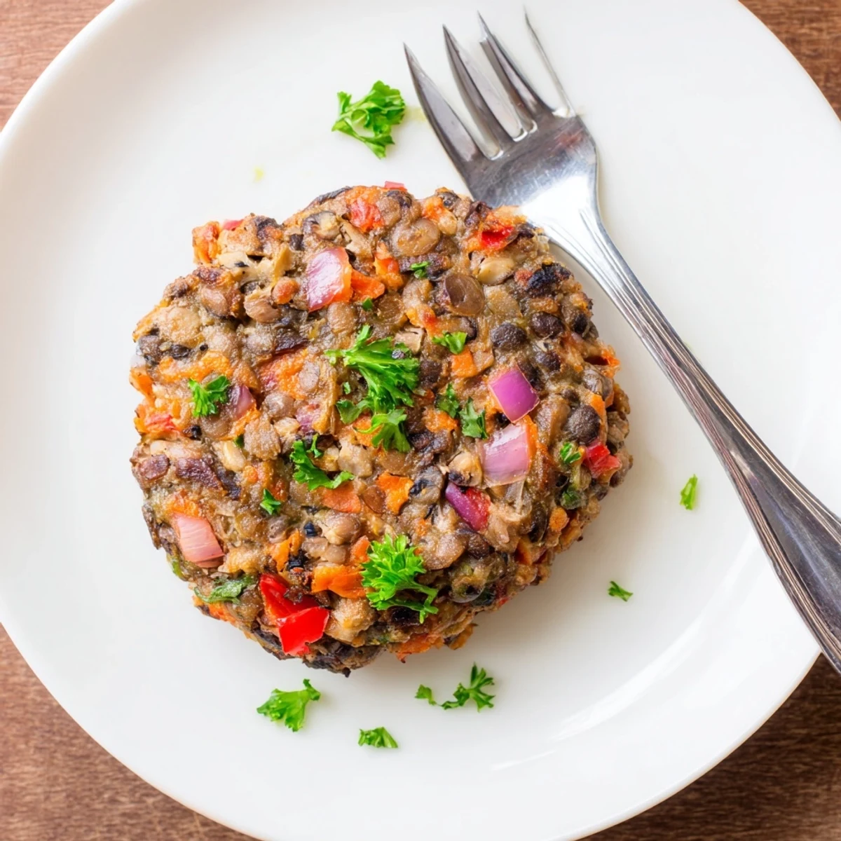 A close-up view of a hearty Mushroom Veggie Burger with caramelized edges, ready to be enjoyed at a summer barbecue.
