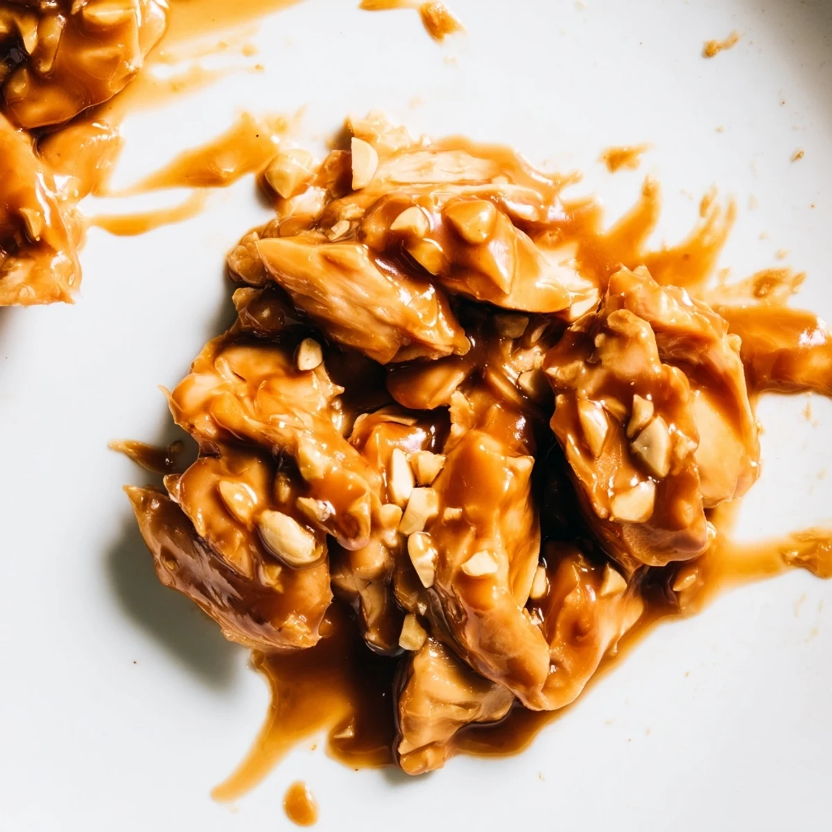 Creamy slow cooker peanut chicken served over steamed jasmine rice with fresh cilantro and crushed peanuts