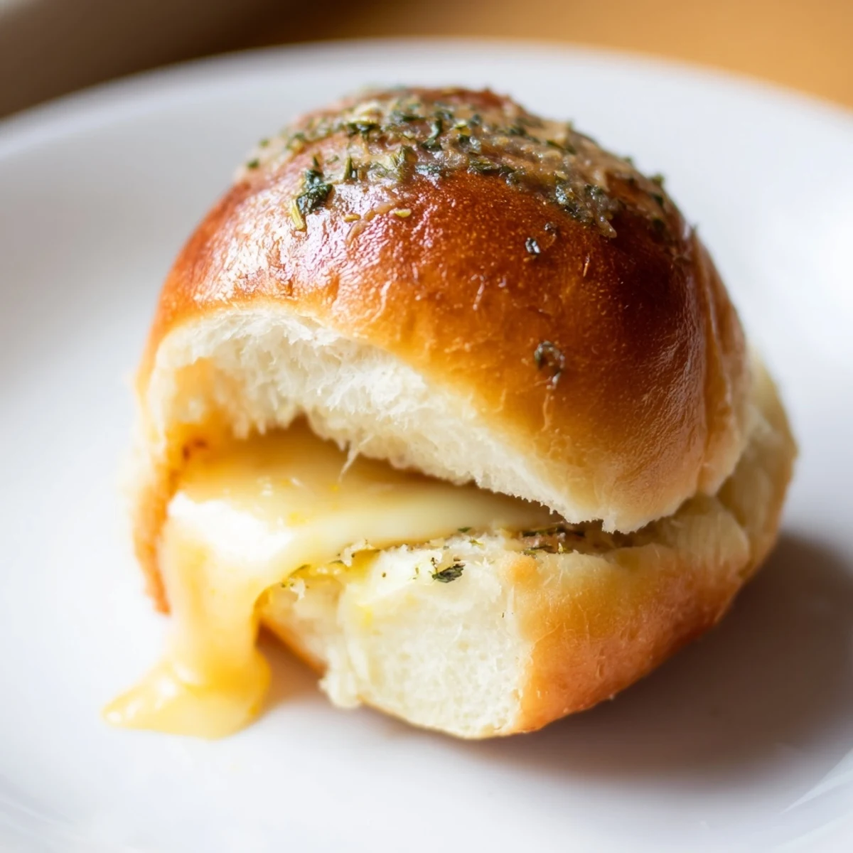 Batch of twelve buttery Hawaiian roll sliders baked until crispy and filled with warm cheddar cheese