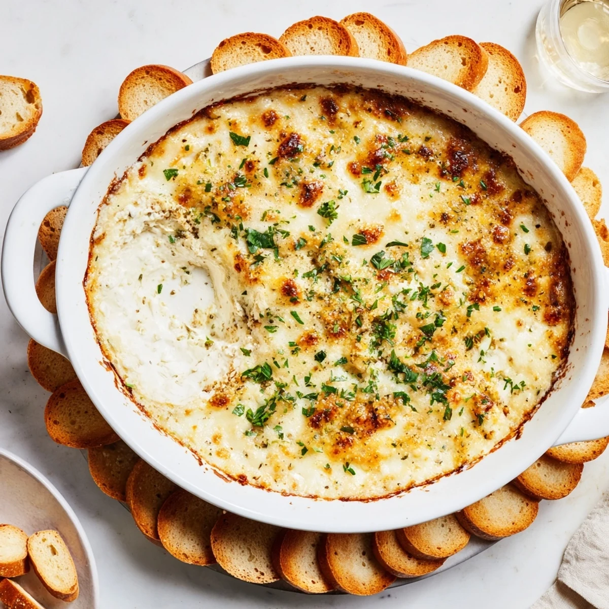 Hot Italian appetizer dip with roasted garlic flavor perfect for party dipping spreads