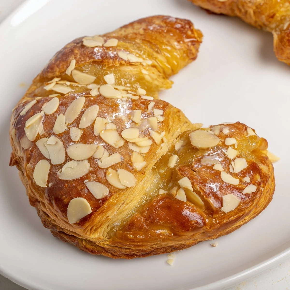 Golden almond bear claw pastry with flaky layers and sweet almond filling