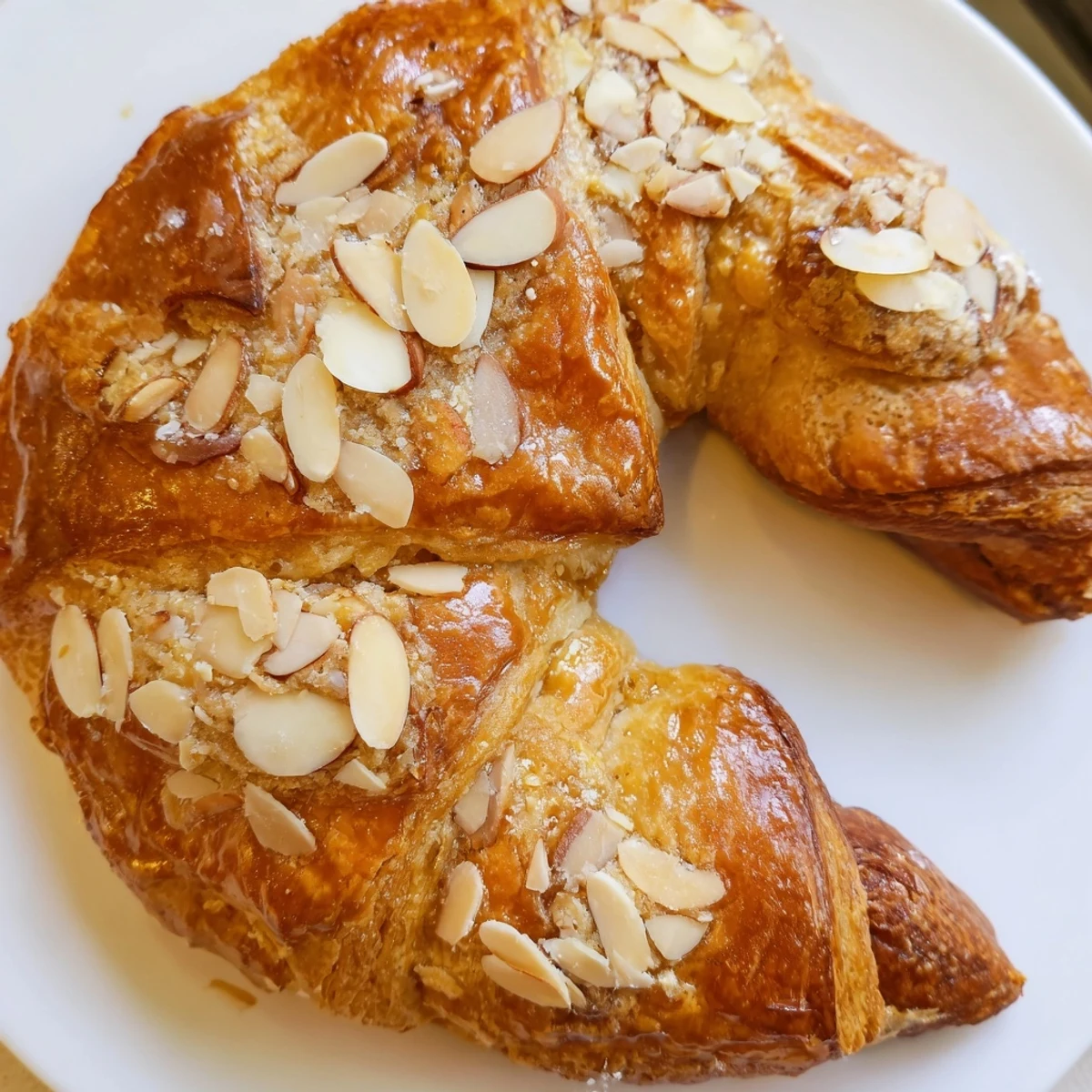 Freshly baked almond bear claws with crisp golden crust and almond paste center