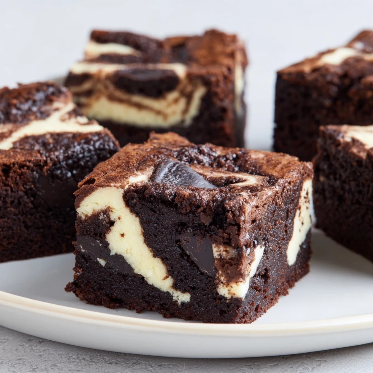 Rich fudgy cheesecake swirled brownies featuring marbled cream cheese and dark chocolate layers