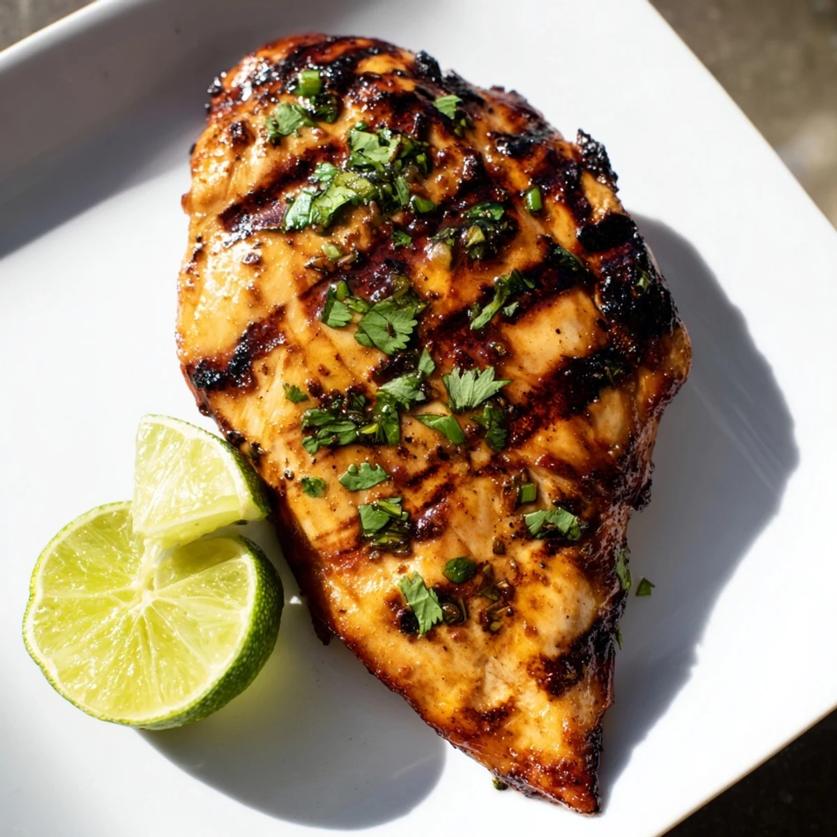 Sizzling Key West grilled chicken breasts with zesty lime and honey marinade glaze
