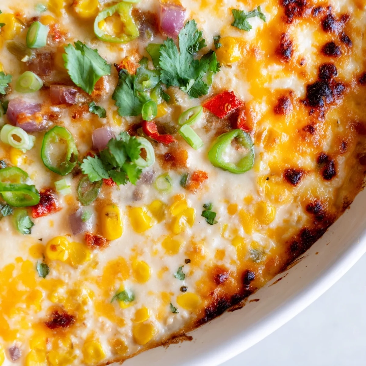 Golden baked Spicy Roasted Jalapeno Cowboy Cream Cheese Dip topped with fresh cilantro and jalapeno slices