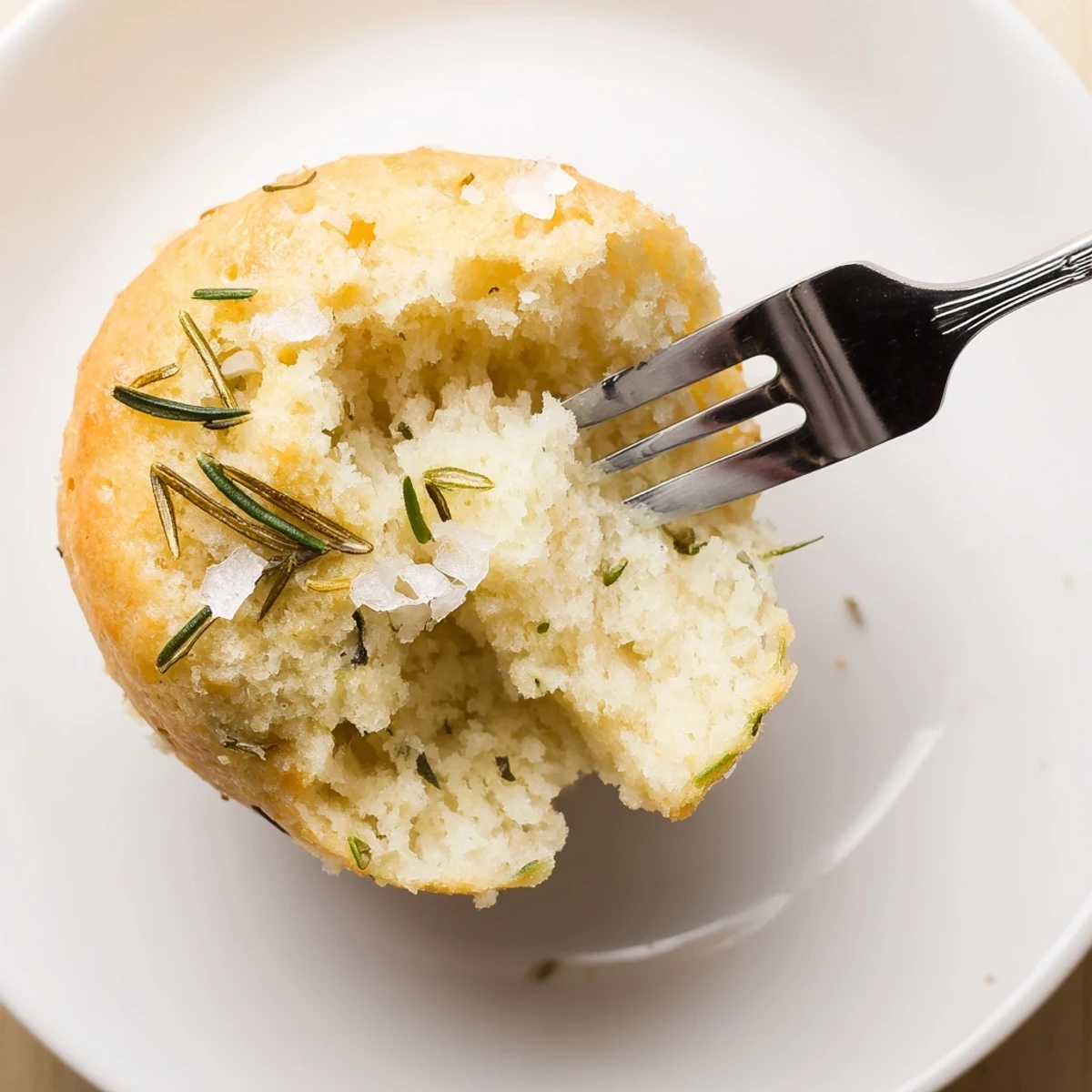 Herby Garlic Rosemary Focaccia Muffins cooling on a wire rack, soft interior.