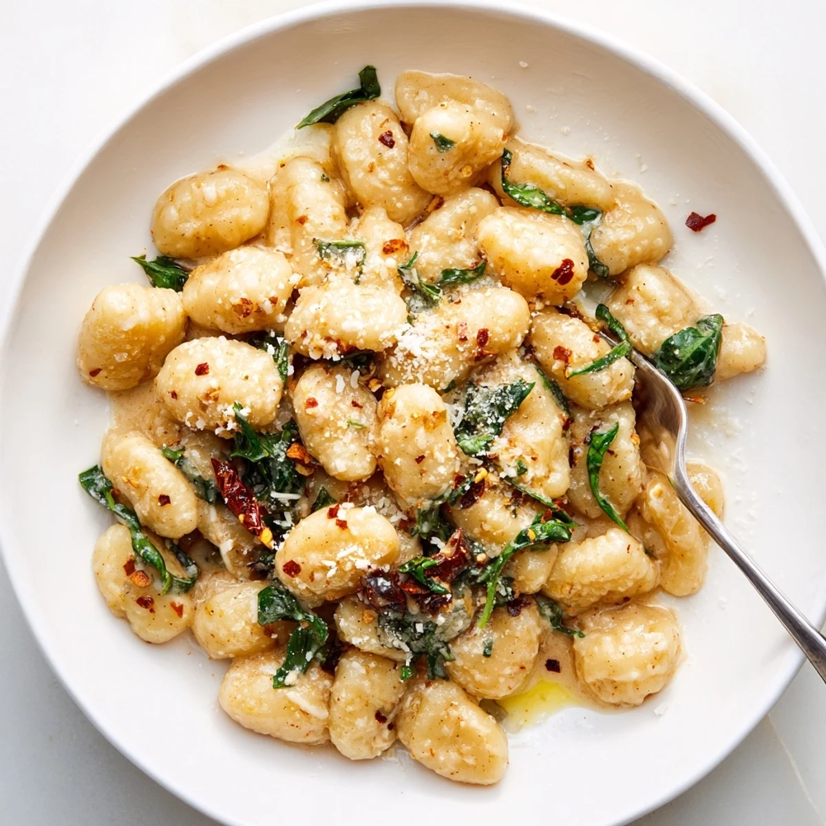 Comforting Marry Me Gnocchi tossed with garlic, butter, chili flakes, fresh basil