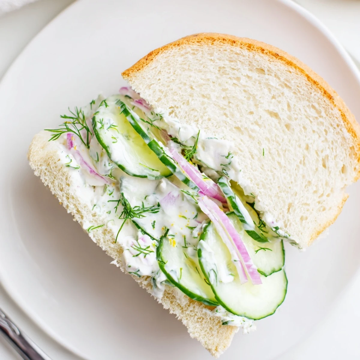 Tea-time Quick Cucumber Salad Sandwiches, crusts removed, cut into dainty quarters