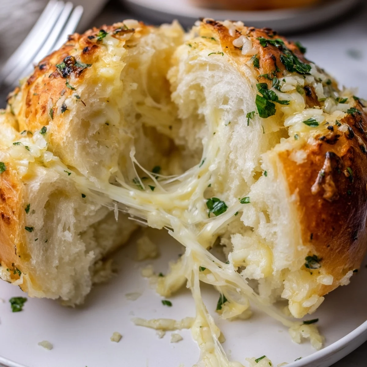 Buttery Cheese Garlic Rolls steaming on a tray, golden crust, oozing cheese