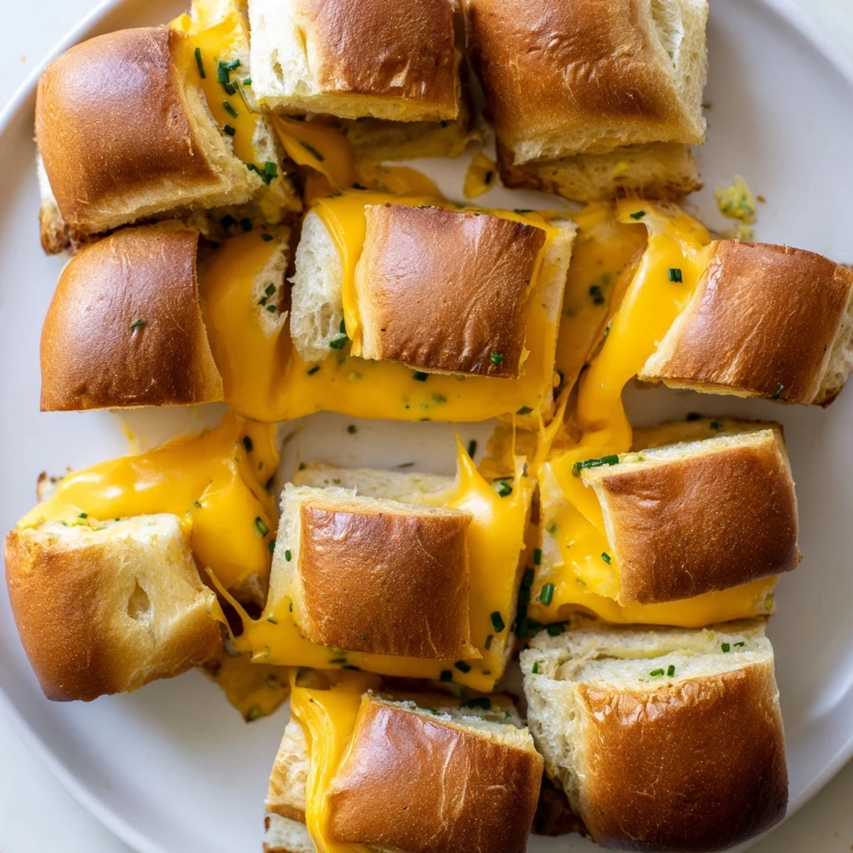 Skillet-seared Mini Grilled Cheese Hawaiian Rolls, crispy edges and molten cheddar
