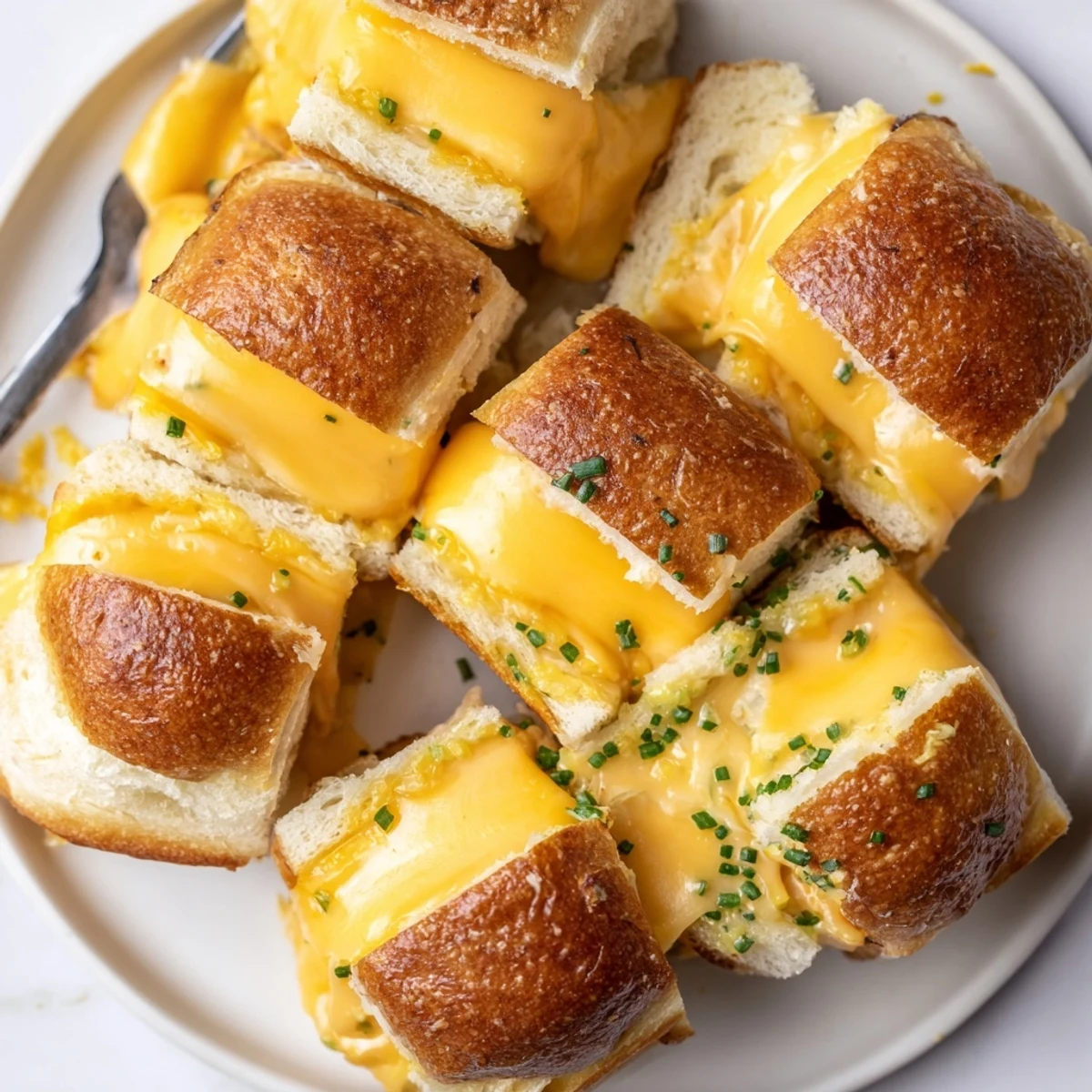 Oven-baked Mini Grilled Cheese Hawaiian Rolls served with tangy tomato soup