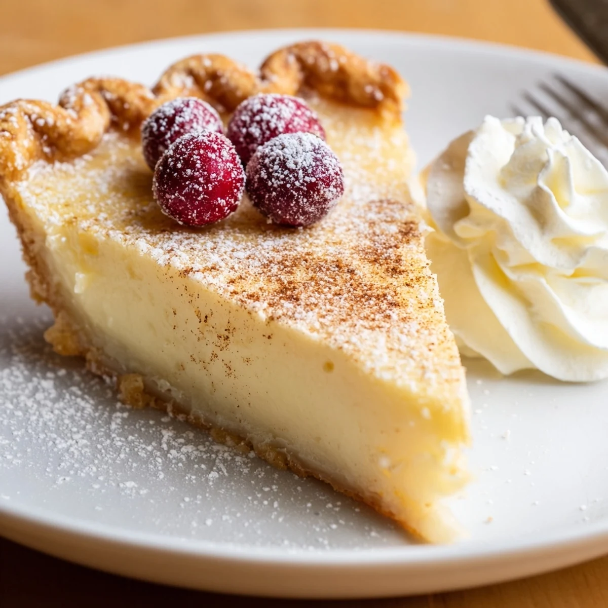 Chilled Christmas Eve Custard Pie With Cinnamon Vanilla, fragrant cinnamon aroma and silky cream