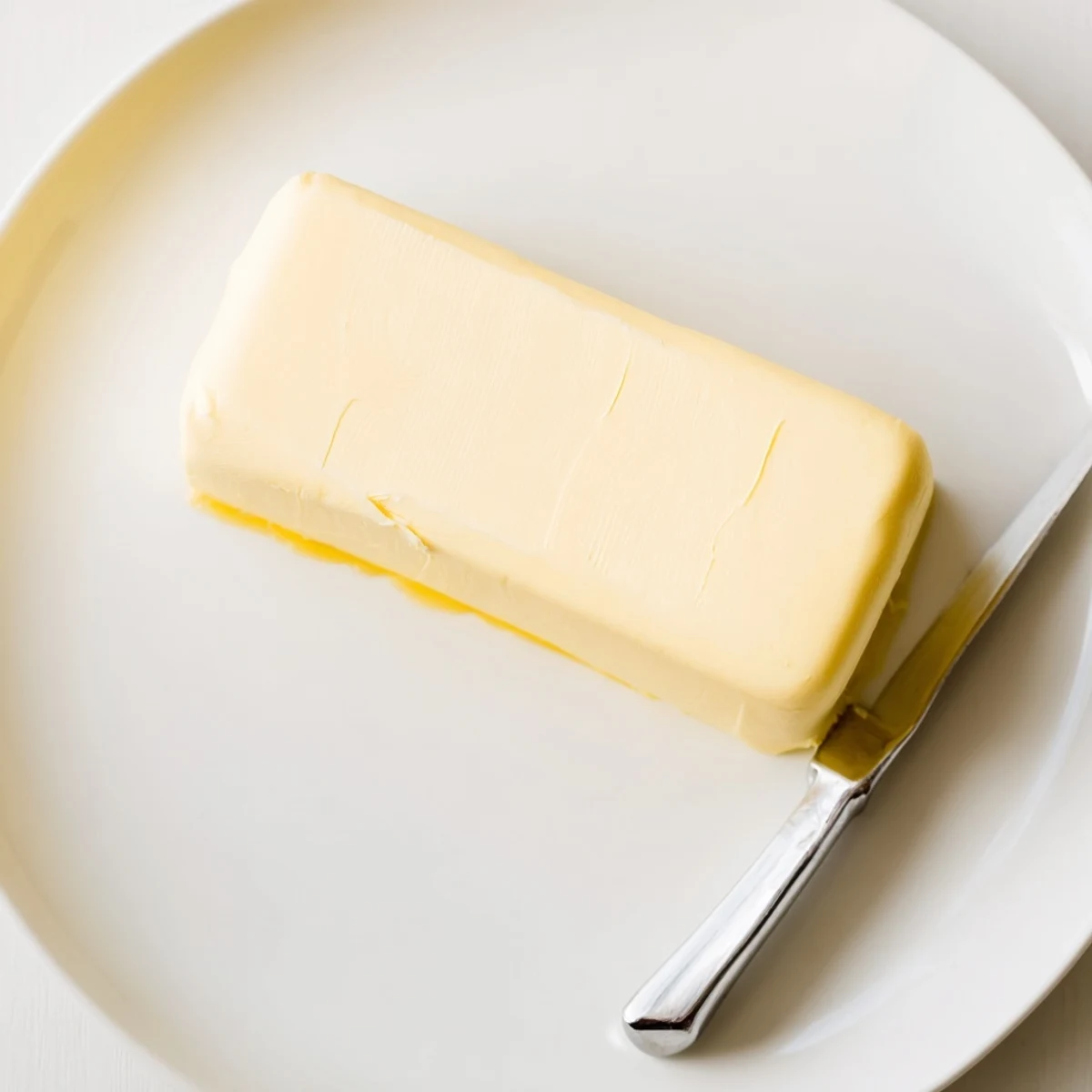 Creamy yellow vegan dairy free butter in a glass dish ready for baking and cooking recipes