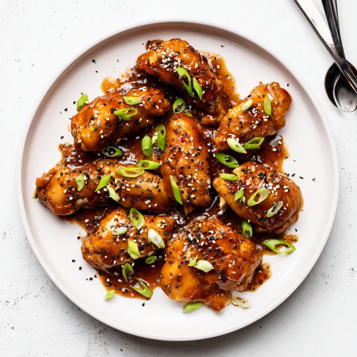 Savory garlic black pepper chicken recipe served hot over steamed white rice