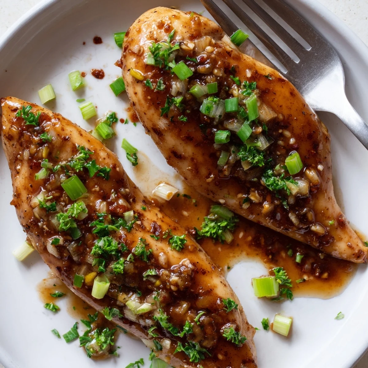 Slow Cooker Brown Sugar Garlic Chicken glazed, tender breasts steaming over white rice