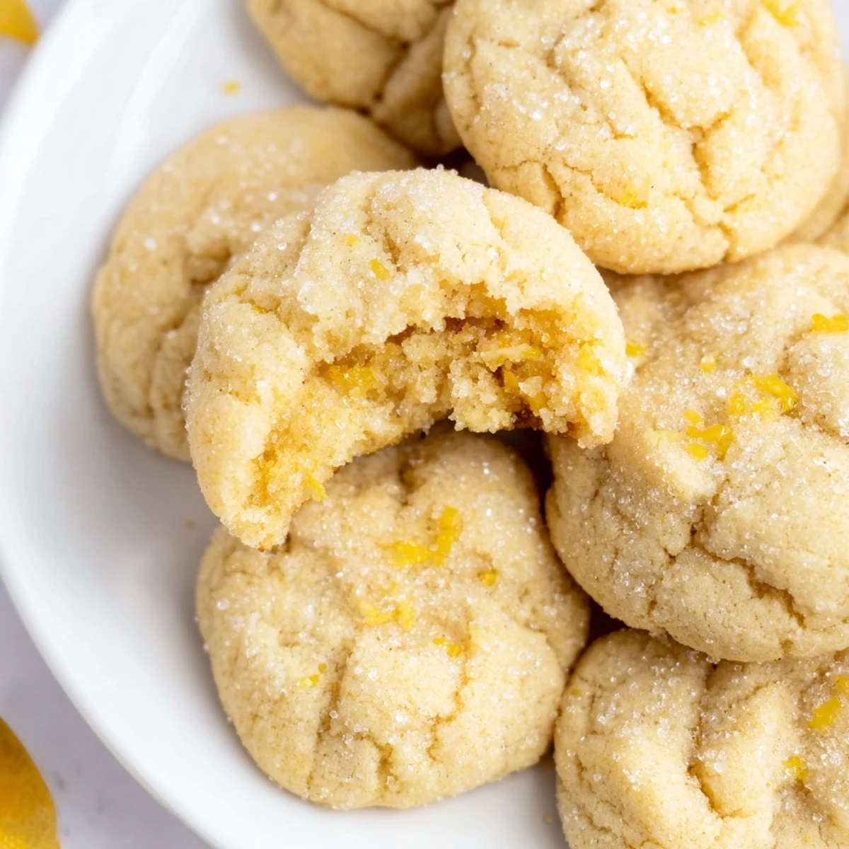 Fresh baked Soft Chewy Lemon Cookies with golden edges, pillowy centers, perfect with tea