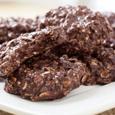 Fudgy chocolate oatmeal no bake cookies with a rich chewy oat texture